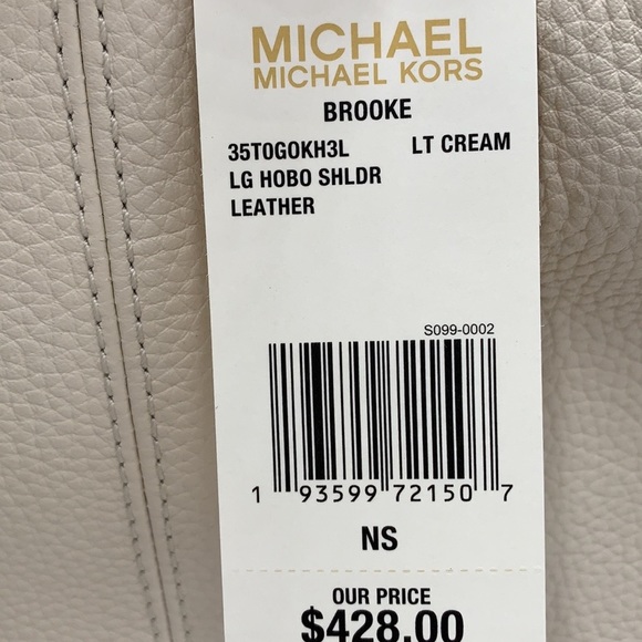 MICHAEL KORS BROOKE LARGE HOBO SHLDR LEATHER LIGHT CREAM COLOR - Picture 15 of 15